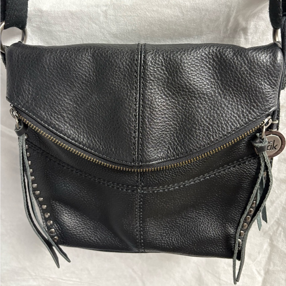 Vintage The Sak Black Leather Crossbody Bag